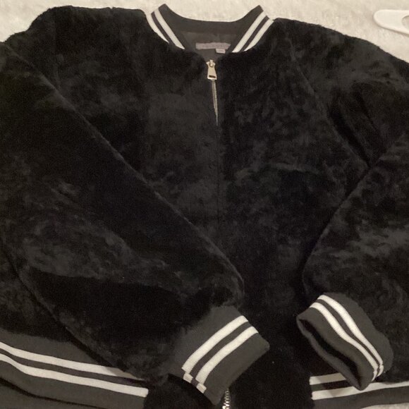 POLOGEORGIS Varsity Style 100% Genuine Shearling Fur Jacket - Picture 4 of 6